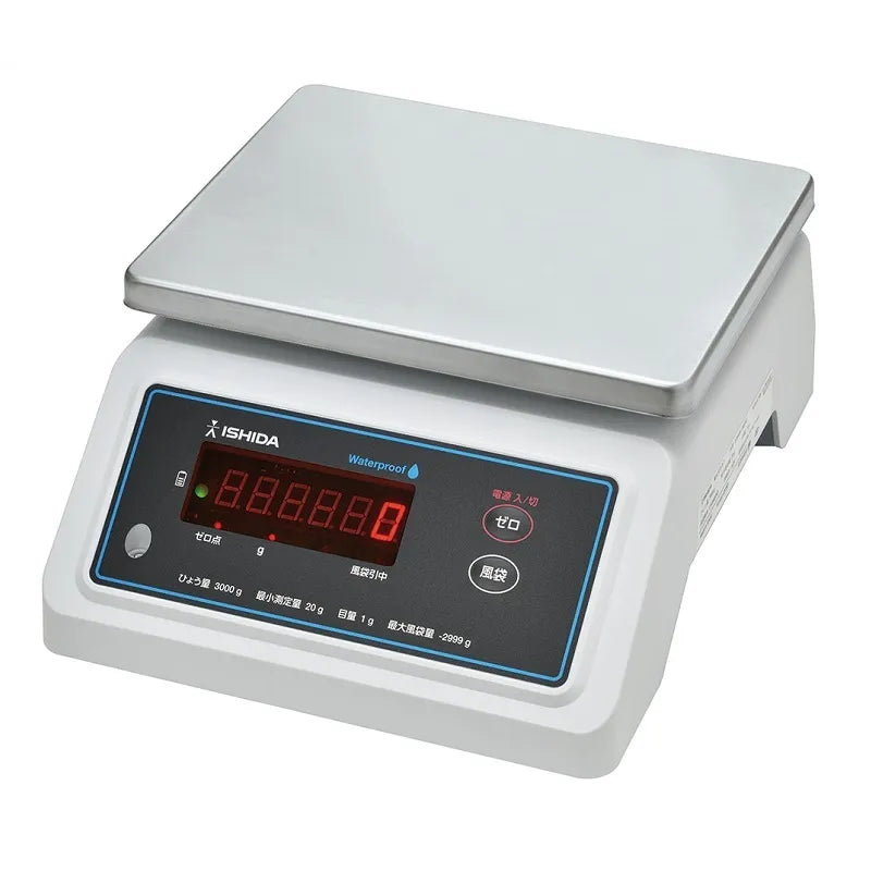 上皿デジタルはかり 検定付き ひょう量3000g 最小表示1g |イシダ S-boxM-3-WP-D|防水・取引証明対応|両画面仕様 出荷時JCSS校正証明書付